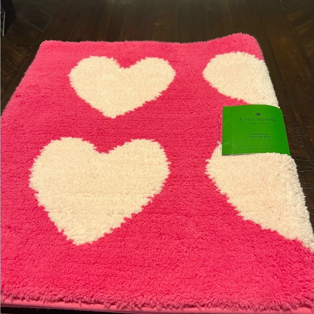 Kate Spade New York Hot Pink/Barbie Pink Heart Bath Rug